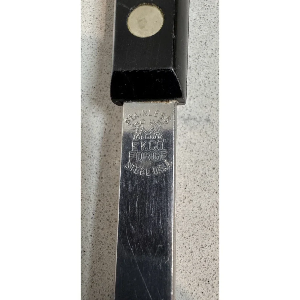 VTG EKCO FORGE STAINLESS SLOTTED SERVING SPOON BLACK COMPOSITE HANDLE 11.5